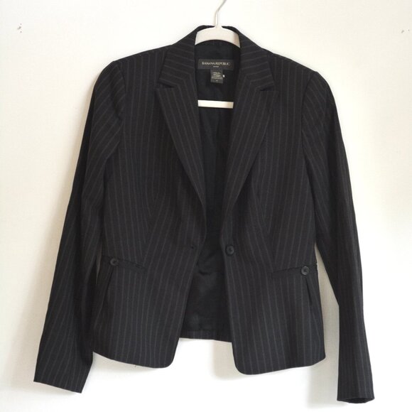 Banana Republic Women's Black Pinstripe Blazer - Picture 1 of 2